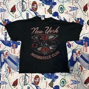 Vintage Gildan New York Motorcycle Club Heavy Graphic T Shirt